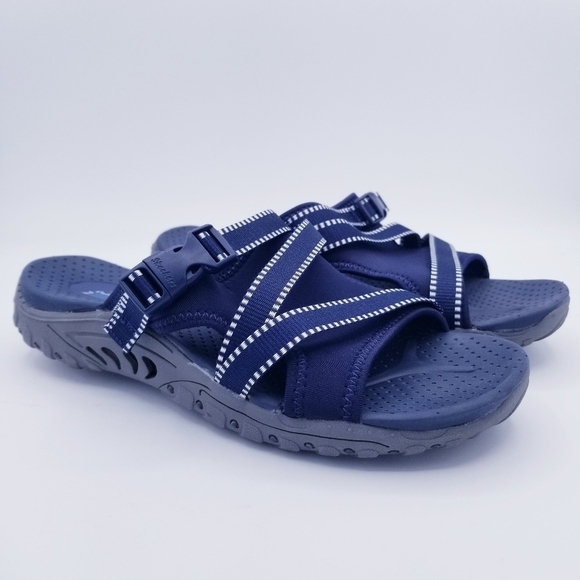 Skechers #56196SA Reggae Slide Thru Sandals Navy Blue, size 8 - Picture 1 of 12
